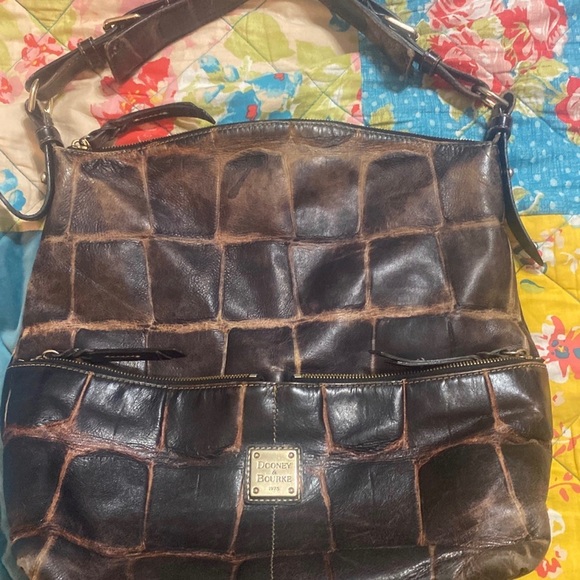 Dooney and Bourke black crocodile embossed hobo and wallet